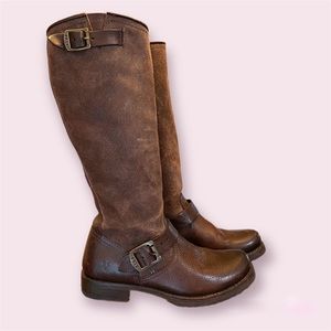 Brown Leather Frye Boots with Buckles Women’s size 6